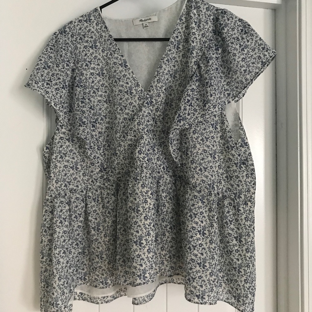 Madewell Ruffle-Sleeve Floral Peplum Top